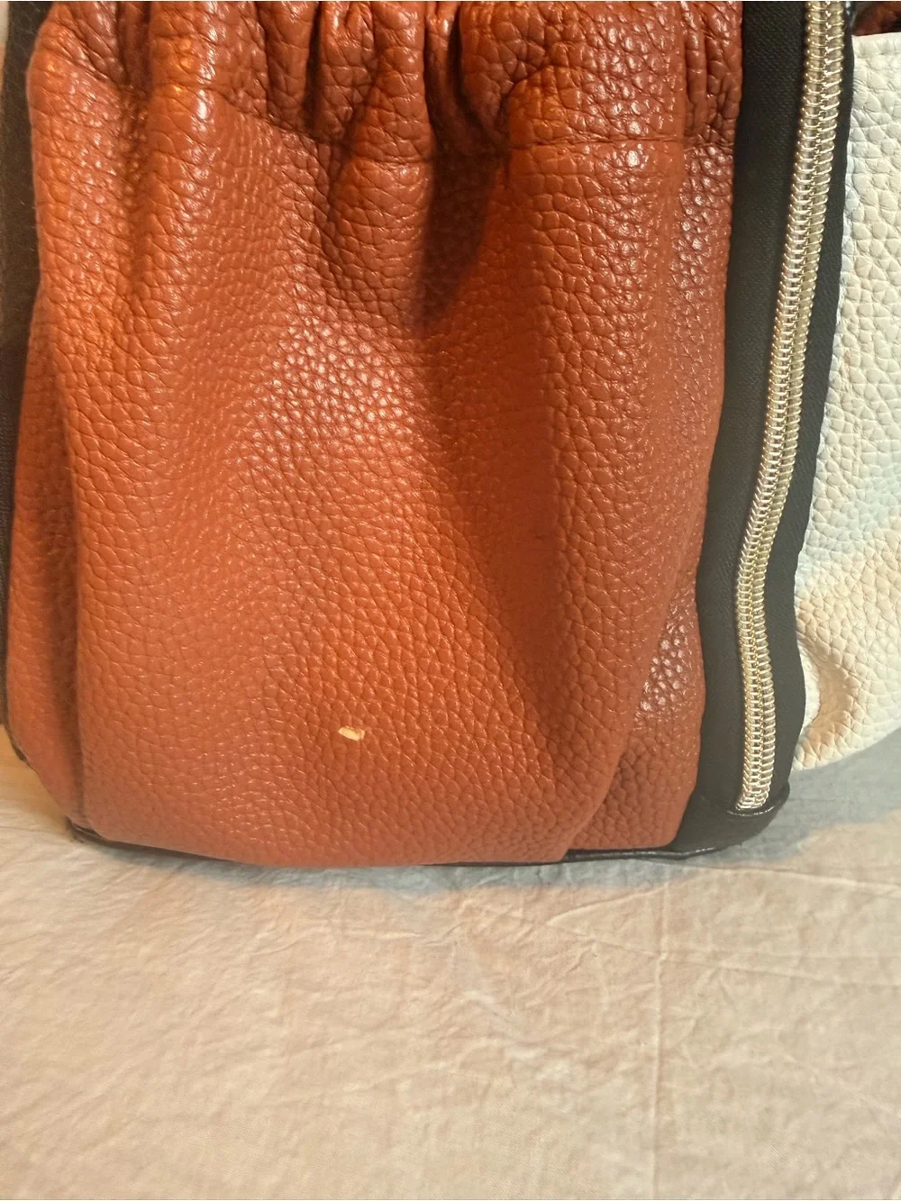 Itzy Ritzy Herringbone Backpack with Brown & White Accents